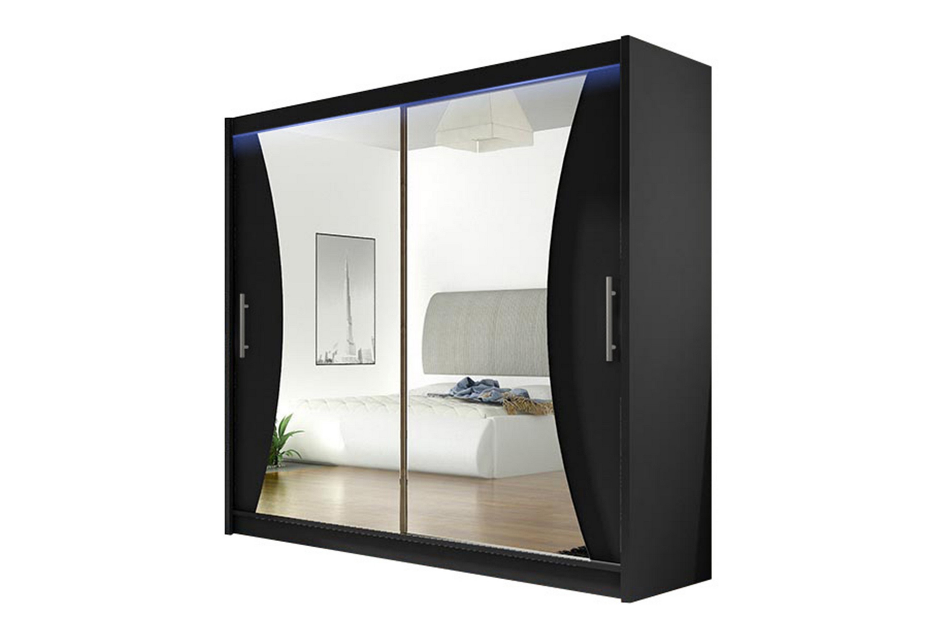 prag garderob med spegel 180x215 cm svart -