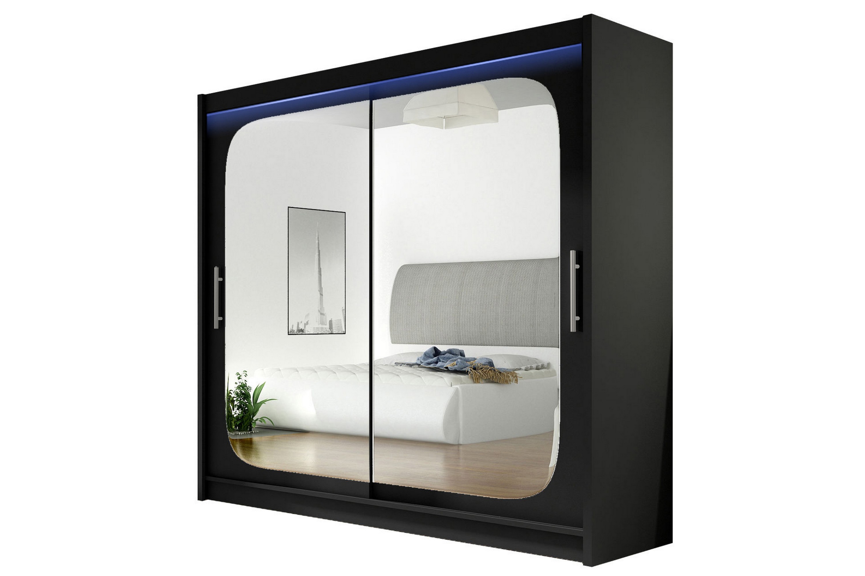 prag garderob med spegel 180x215 cm svart -