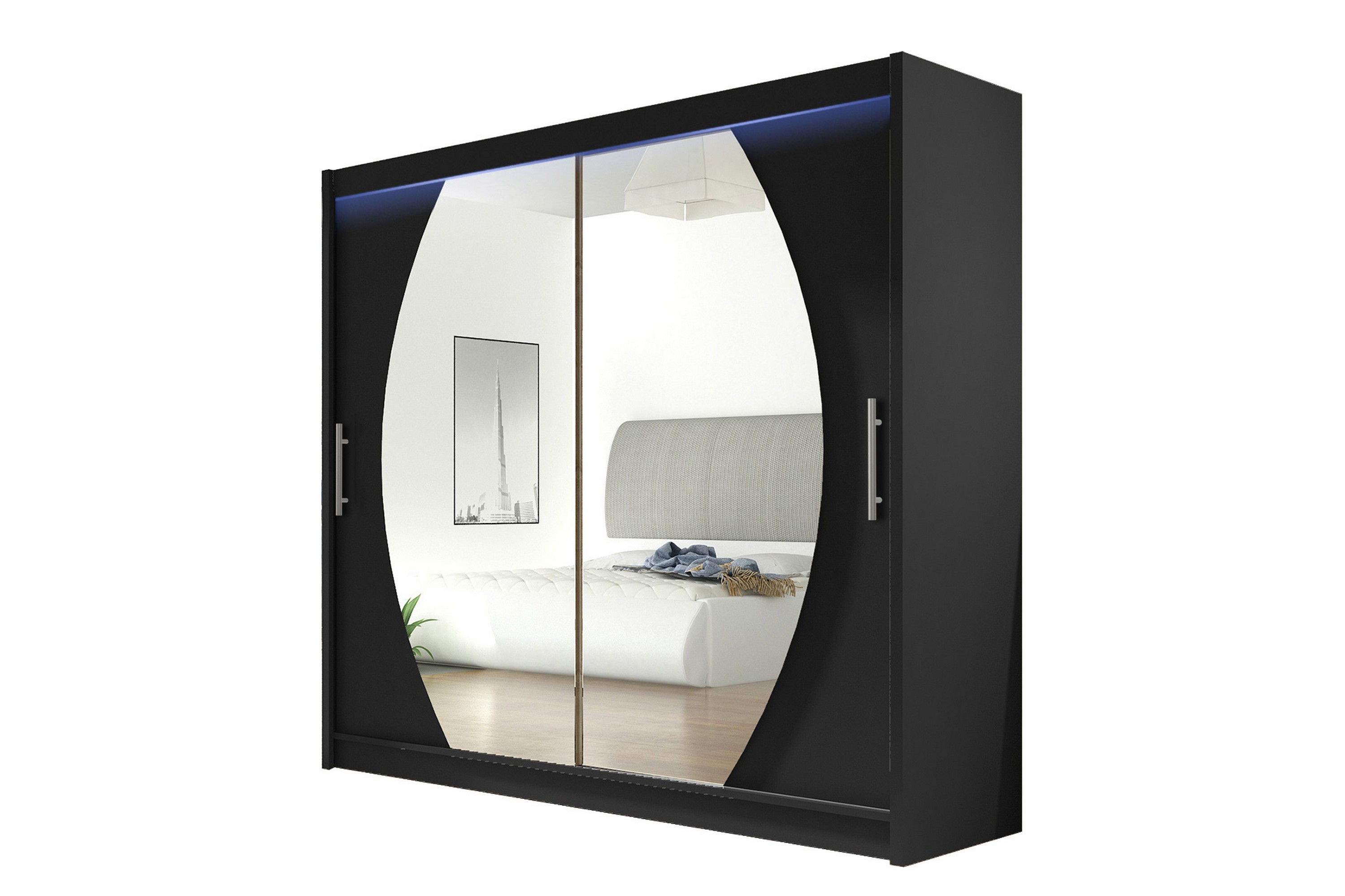 prag garderob med spegel 180x215 cm svart -