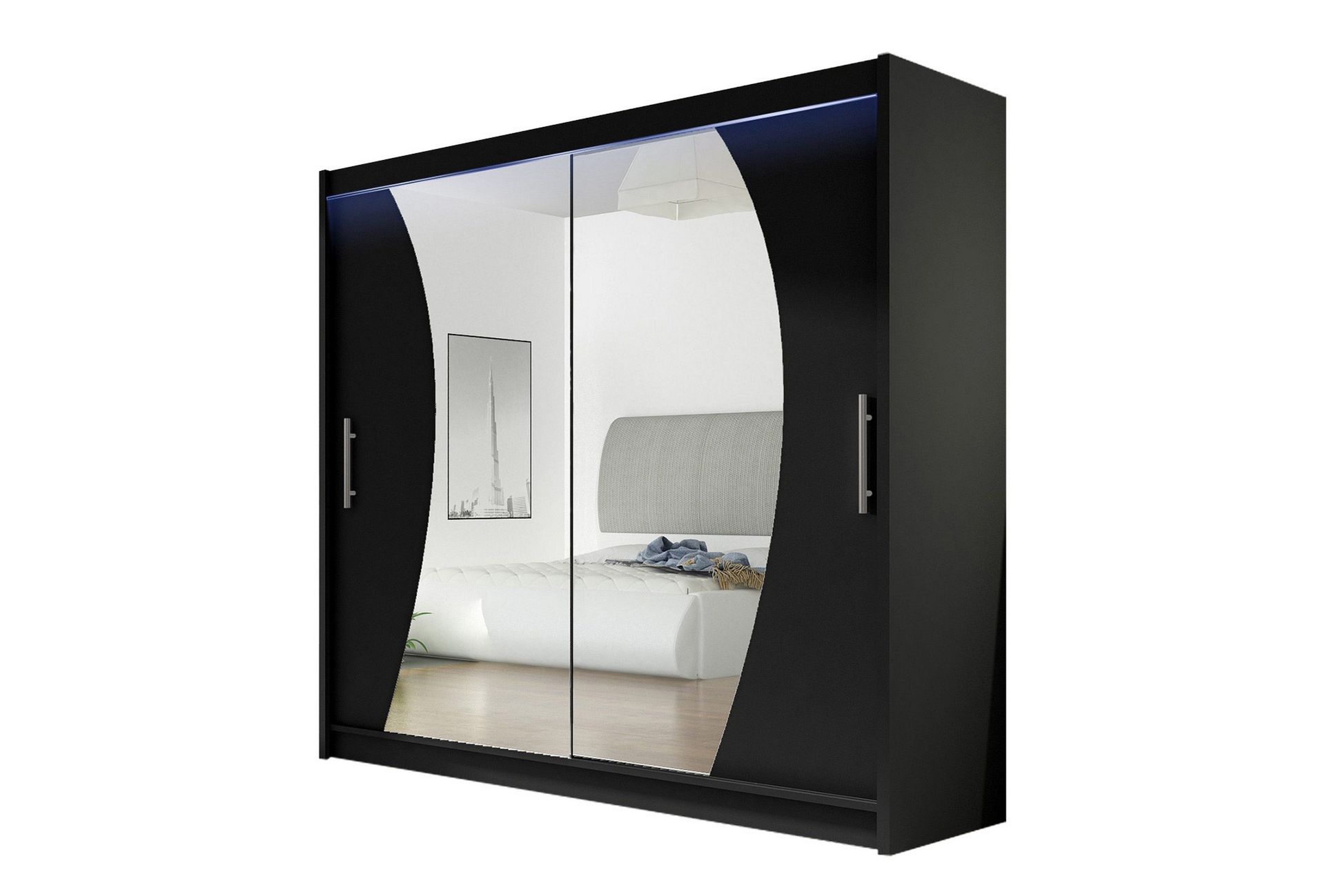 prag garderob med spegel 180x215 cm - svart