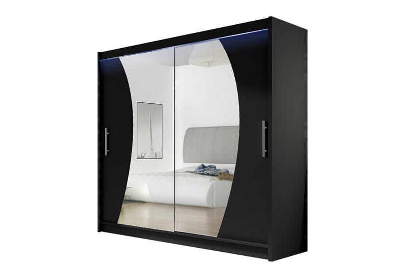 Prag Garderob med Spegel 180x215 cm - Svart - Förvaring - Sko- & klädförvaring - Garderober & garderobssystem