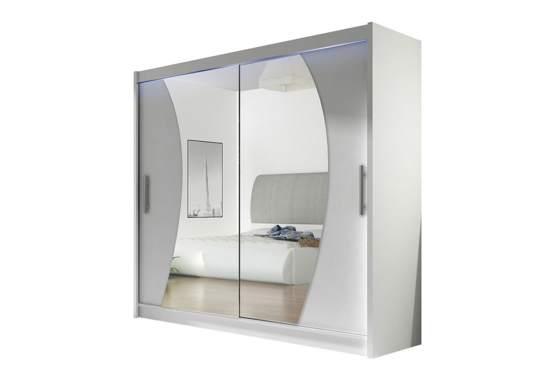 Prag Garderob med Spegel 180x215 cm - Vit