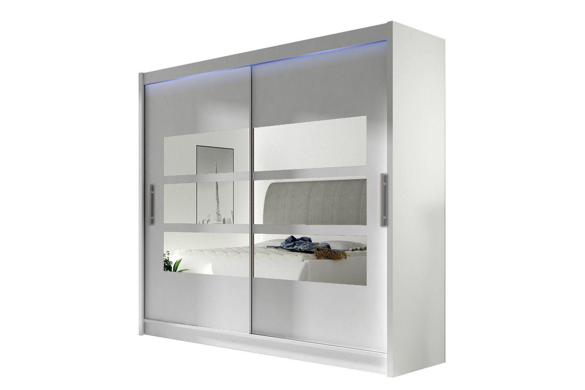 Prag Garderob med Spegel 180x215 cm - Vit