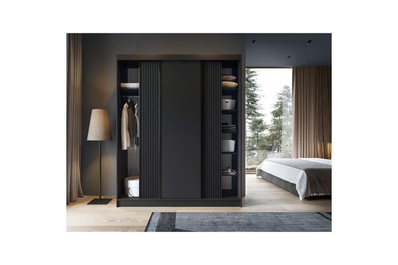 Prescco Garderob 120x220 cm - Svart - Förvaring - Sko- & klädförvaring - Garderober & garderobssystem