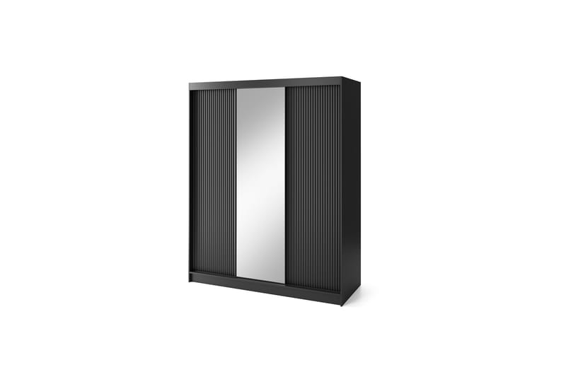 Prescco Garderob med Spegel 120x220 cm, Svart