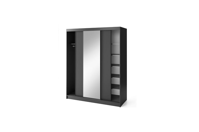 Prescco Garderob med Spegel 120x220 cm - Svart - Förvaring - Sko- & klädförvaring - Garderober & garderobssystem