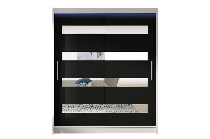 Presto Garderob 58x150 cm LED-belysning, Vit/Svart