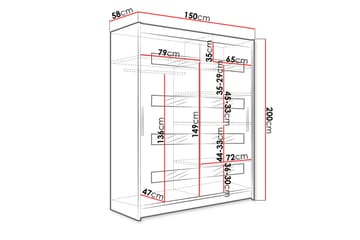 Presto Garderob 58x150 cm LED-belysning - Vit/Svart - Förvaring - Sko- & klädförvaring - Garderober & garderobssystem