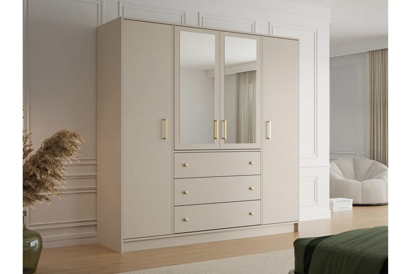 Retro Garderob m. Spegel 196x200 cm - Förvaring - Sko- & klädförvaring - Garderober & garderobssystem