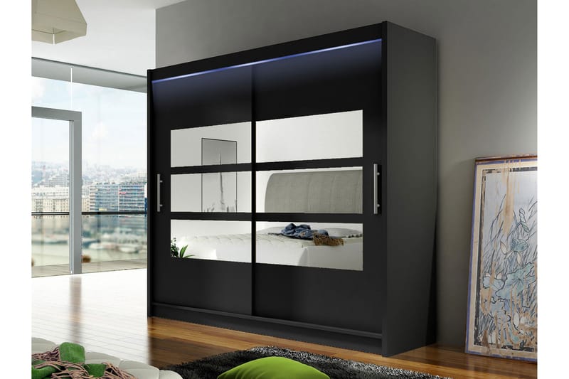 Rilievo Garderob m. Spegel 180x215 cm - 0 - Förvaring - Sko- & klädförvaring - Garderober & garderobssystem