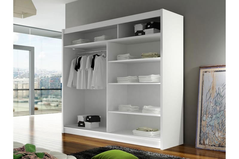 Rilievo Garderob m. Spegel 180x215 cm - Beige - Förvaring - Sko- & klädförvaring - Garderober & garderobssystem