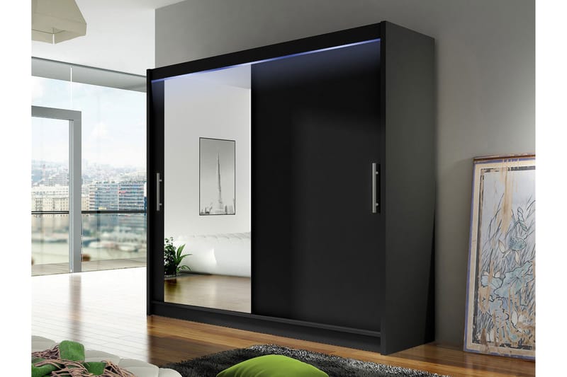 Rilievo Garderob m. Spegel 180x215 cm - Brun - Förvaring - Sko- & klädförvaring - Garderober & garderobssystem