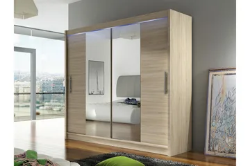 Rilievo Garderob m. Spegel 180x215 cm - Brun - Förvaring - Sko- & klädförvaring - Garderober & garderobssystem