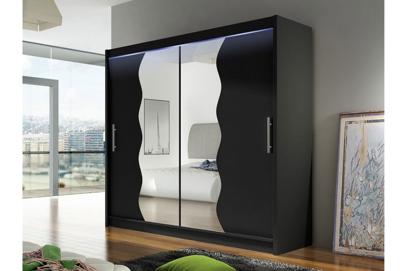 Rilievo Garderob m. Spegel 180x215 cm - Grå - Förvaring - Sko- & klädförvaring - Garderober & garderobssystem