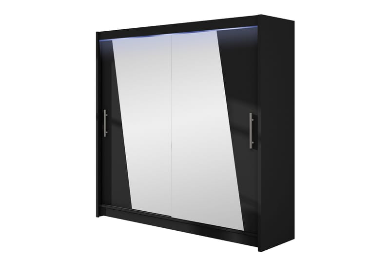 Rilievo Garderob m. Spegel 180x215 cm - Svart - Förvaring - Sko- & klädförvaring - Garderober & garderobssystem