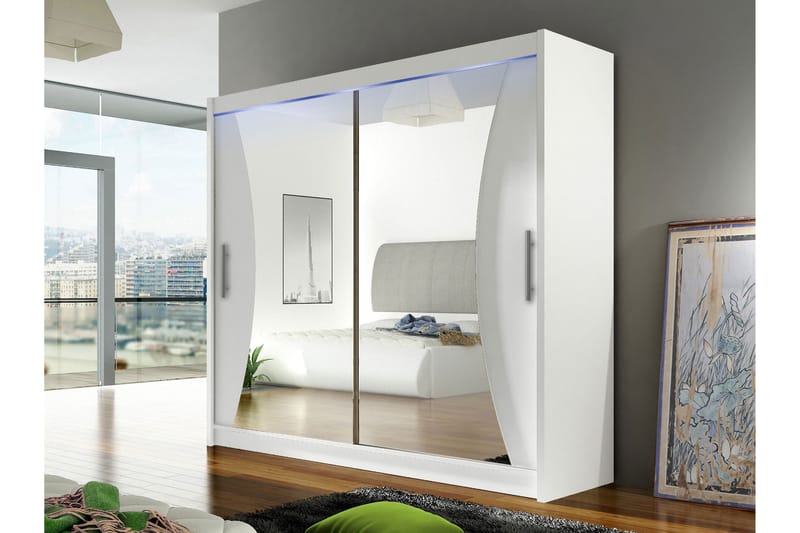 Rilievo Garderob m. Spegel 180x215 cm - Vit - Förvaring - Sko- & klädförvaring - Garderober & garderobssystem