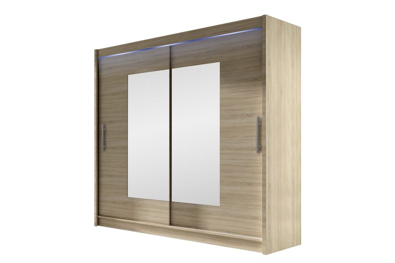 Rilievo Garderob m. Spegel 180x215 cm - Vit/Brun - Förvaring - Sko- & klädförvaring - Garderober & garderobssystem