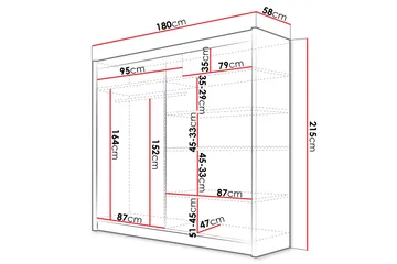 Rilievo Garderob m. Spegel 180x215 cm - Vit/Brun - Förvaring - Sko- & klädförvaring - Garderober & garderobssystem