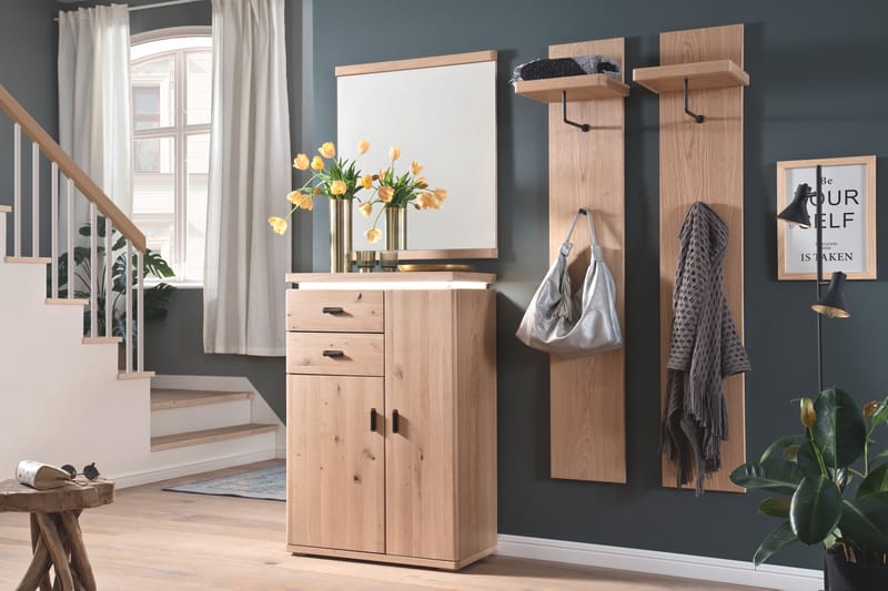 SHENINGTON Garderob 155 cm Ek|Svart|Grå - Garderober & garderobssystem