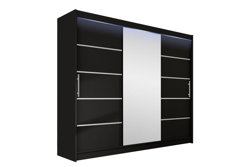 Sia Garderob med Spegel 250x215 cm, Svart