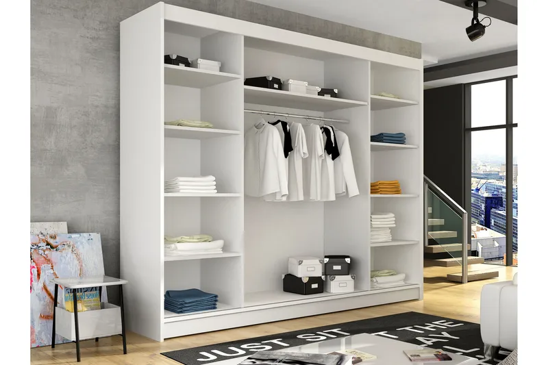 Sia Garderob med Spegel 250x215 cm - Svart - Förvaring - Sko- & klädförvaring - Garderober & garderobssystem