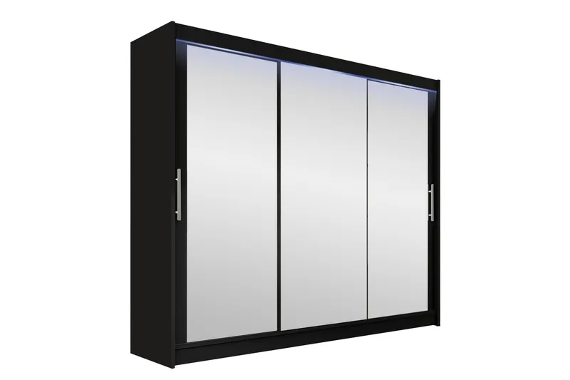 Sia Garderob med Spegel 250x215 cm - Svart - Förvaring - Sko- & klädförvaring - Garderober & garderobssystem
