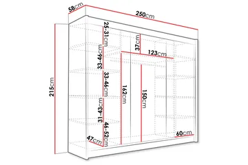 Sia Garderob med Spegel 250x215 cm - Svart - Förvaring - Sko- & klädförvaring - Garderober & garderobssystem
