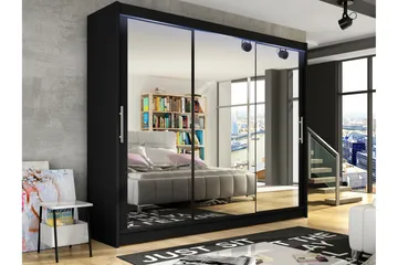 Sia Garderob med Spegel 250x215 cm - Svart - Förvaring - Sko- & klädförvaring - Garderober & garderobssystem
