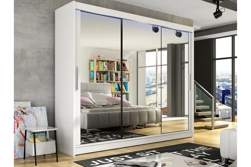 Sia Garderob med Spegel 250x215 cm - Vit - Förvaring - Sko- & klädförvaring - Garderober & garderobssystem