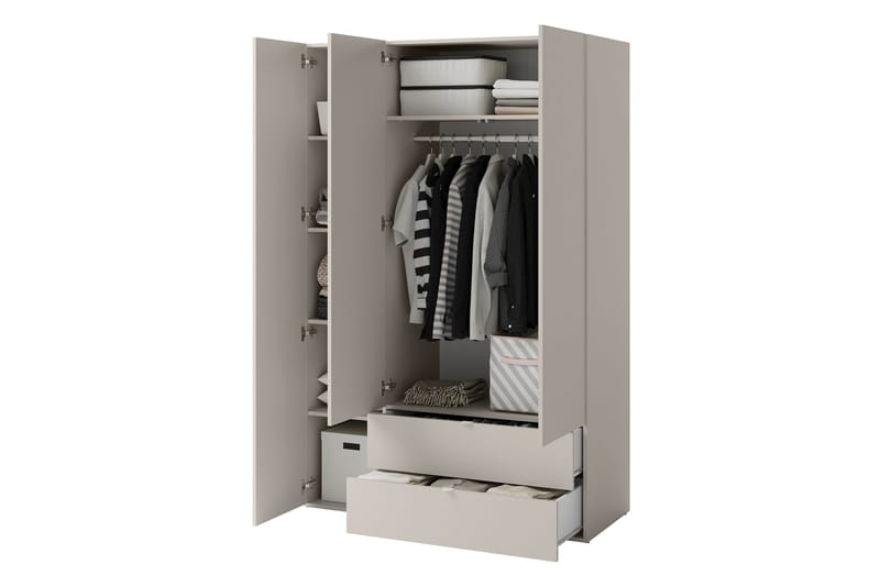 Sigmana Garderob 130x201 cm - Ljusgrå - Förvaring - Sko- & klädförvaring - Garderober & garderobssystem