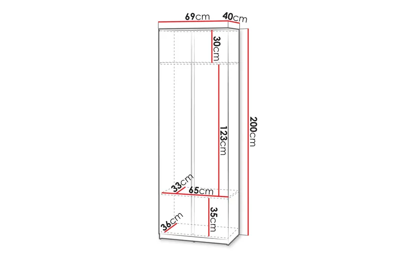 Simply Garderob 69 cm - Grå - Förvaring - Sko- & klädförvaring - Garderober & garderobssystem