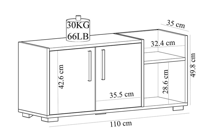 AGATEA Skoskåp 110x49,8 cm Brun - Skoförvaring - Bänk med skoförvaring