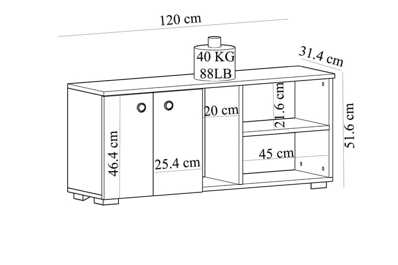 AGATEA Skoskåp 120x51,6 cm Vit - Förvaring - Sko- & klädförvaring - Skoförvaring