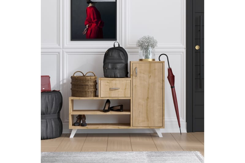 AREEIRO Skoskåp 90x33 cm Blå/Natur - Förvaring - Sko- & klädförvaring - Skoförvaring