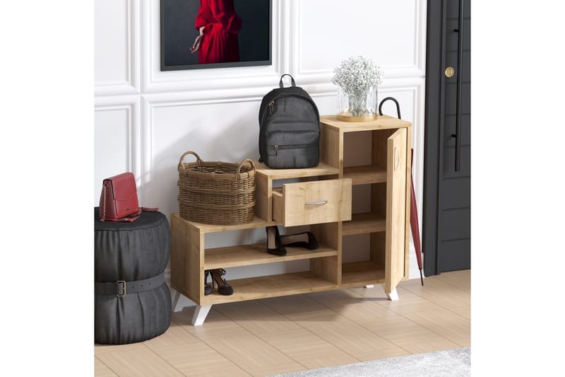 AREEIRO Skoskåp 90x33 cm Blå/Natur - Förvaring - Sko- & klädförvaring - Skoförvaring