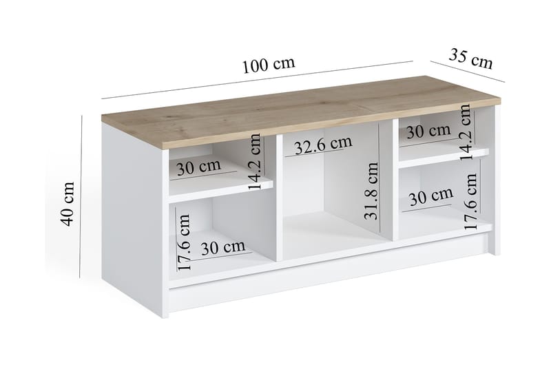 ASEMISSEN Skoskåp 35x100 cm Vit/Natur - Förvaring - Sko- & klädförvaring - Skoförvaring