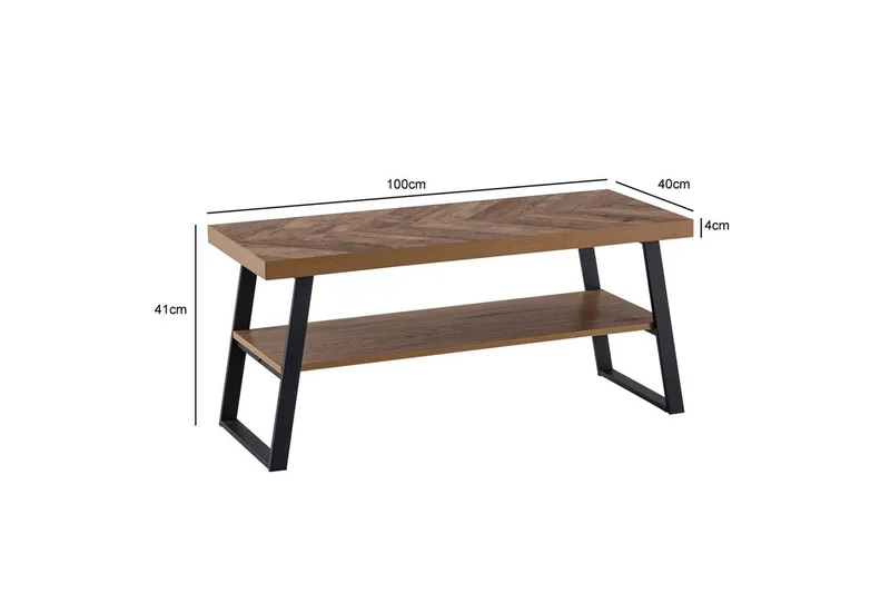 Bänk Wohnling Ekfiskbensdekor med hylla Stabil metallram Modern look - Förvaring - Sko- & klädförvaring - Skoförvaring - Bänk med skoförvaring