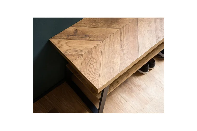 Bänk Wohnling Ekfiskbensdekor med hylla Stabil metallram Modern look - Förvaring - Sko- & klädförvaring - Skoförvaring