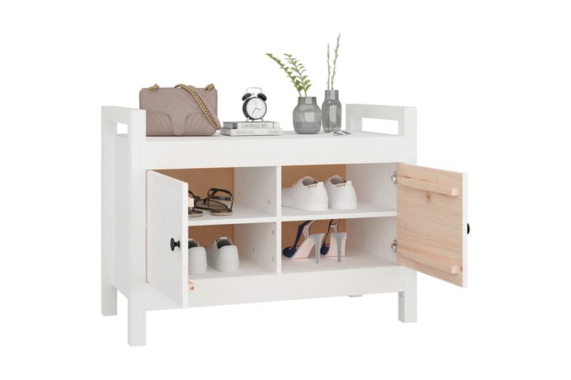 beBasic Skobänk vit 80x40x60 cm massiv furu - Förvaring - Sko- & klädförvaring - Skoförvaring