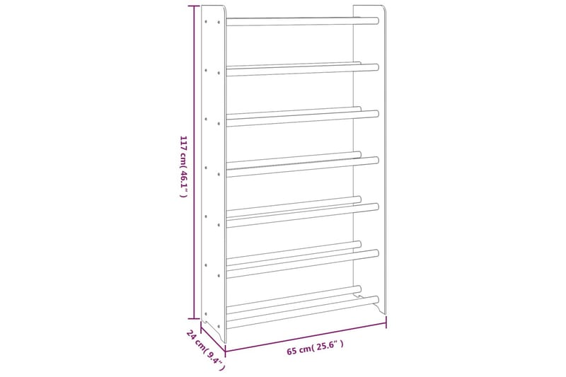 beBasic Skohylla brun 65x24x117 cm konstruerat trä - Skoförvaring - Skohylla & skoställ