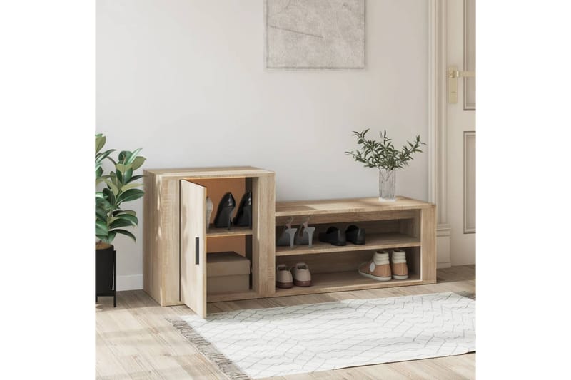 beBasic Skohylla sonoma-ek 130x35x54 cm konstruerat trä - Förvaring - Sko- & klädförvaring - Skoförvaring