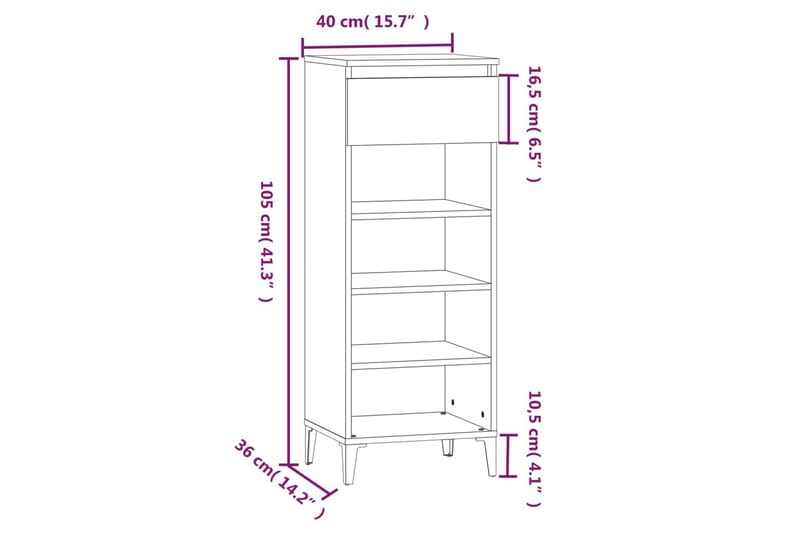 beBasic Skohylla vit högglans 40x36x105 cm konstruerat trä - Förvaring - Sko- & klädförvaring - Skoförvaring