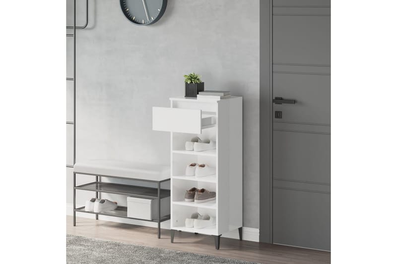 beBasic Skohylla vit högglans 40x36x105 cm konstruerat trä - Förvaring - Sko- & klädförvaring - Skoförvaring