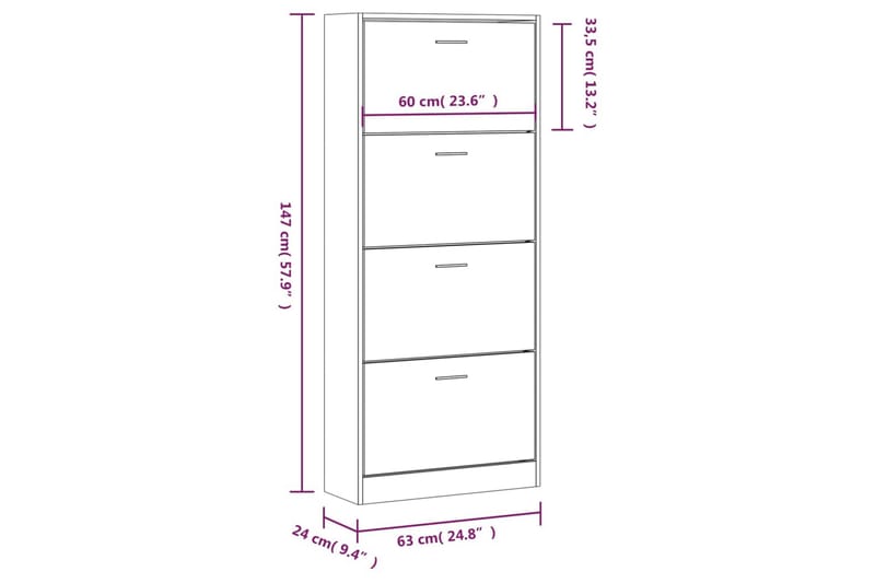 beBasic Skoskåp betonggrå 63x24x147 cm konstruerat trä - Förvaring - Sko- & klädförvaring - Skoförvaring