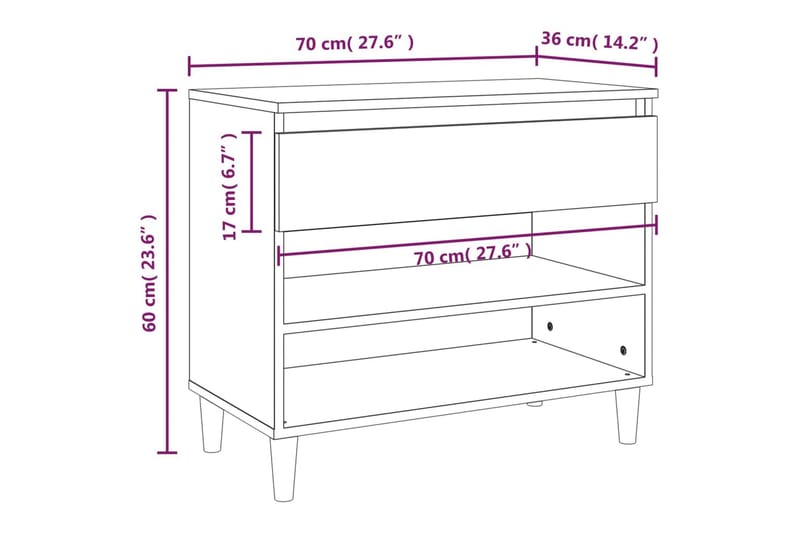 beBasic Skoskåp betonggrå 70x36x60 cm konstruerat trä - Förvaring - Sko- & klädförvaring - Skoförvaring