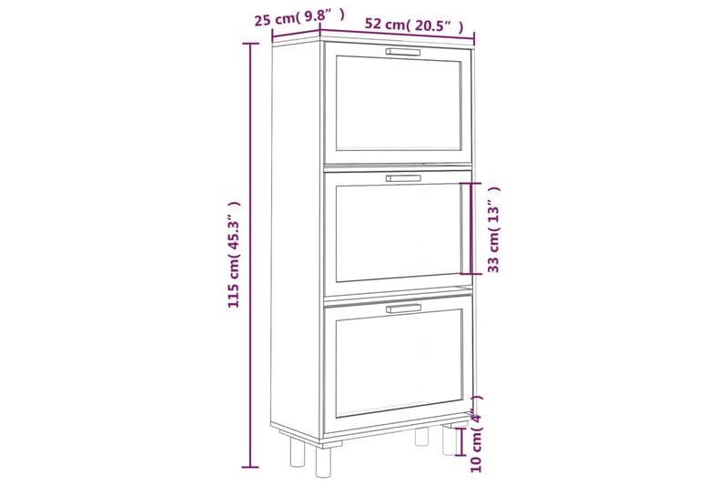 beBasic Skoskåp Brun 52x25x115 cm konstruerat trä & naturlig rotting - Förvaring - Sko- & klädförvaring - Skoförvaring