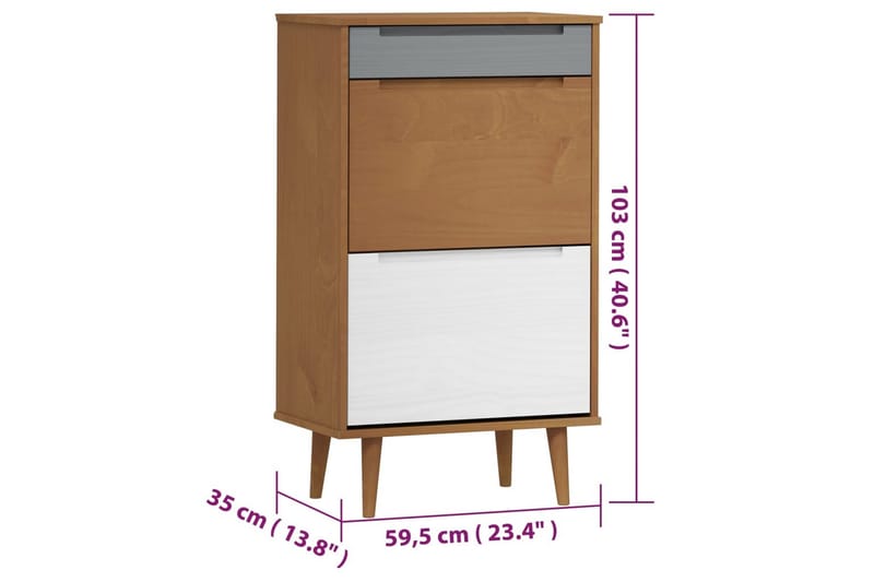 beBasic Skoskåp brun 59,5x35x103 cm massiv furu - Förvaring - Sko- & klädförvaring - Skoförvaring