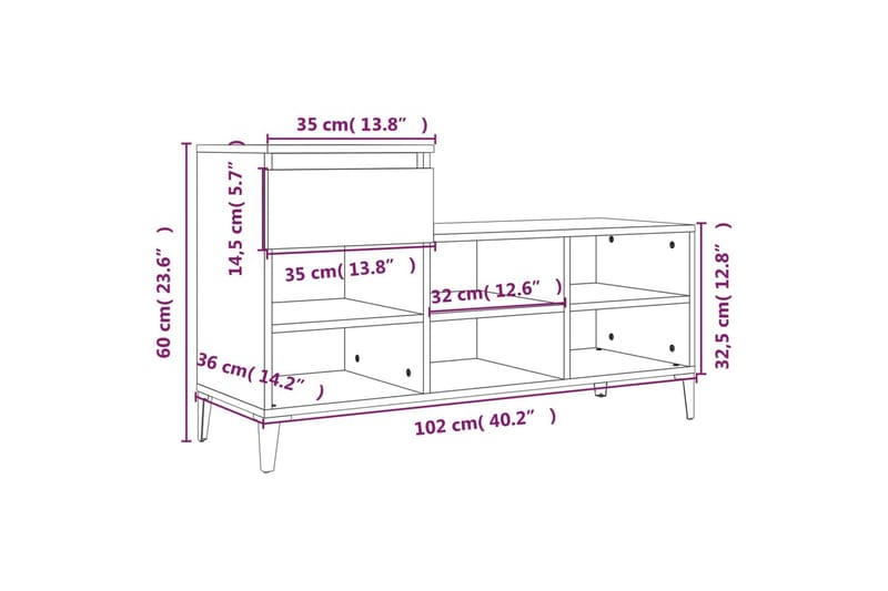 beBasic Skoskåp brun ek 102x36x60 cm konstruerat trä - Förvaring - Sko- & klädförvaring - Skoförvaring
