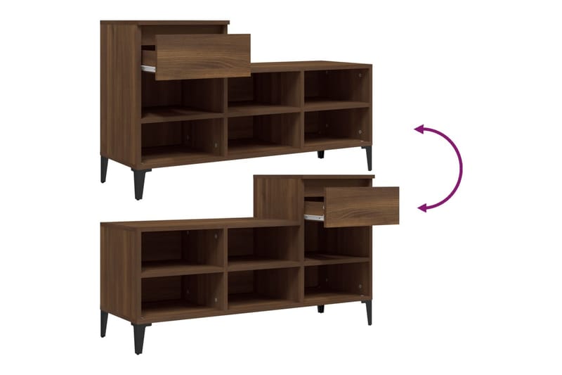 beBasic Skoskåp brun ek 102x36x60 cm konstruerat trä - Förvaring - Sko- & klädförvaring - Skoförvaring