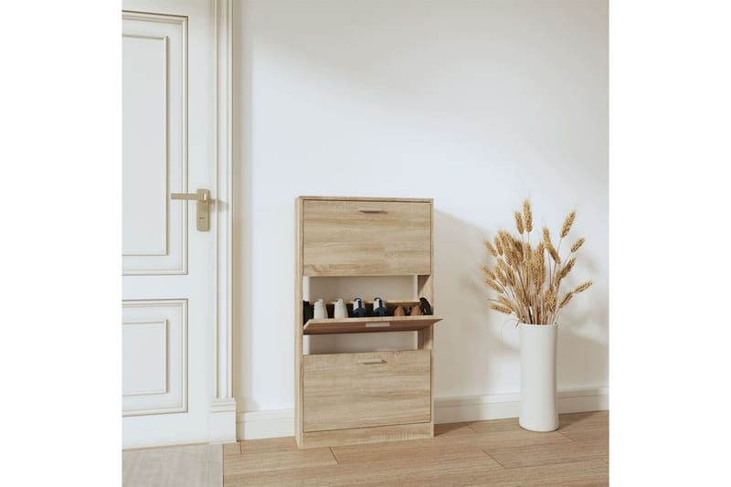 beBasic Skoskåp ek 59x17x108 cm konstruerat trä - Förvaring - Sko- & klädförvaring - Skoförvaring